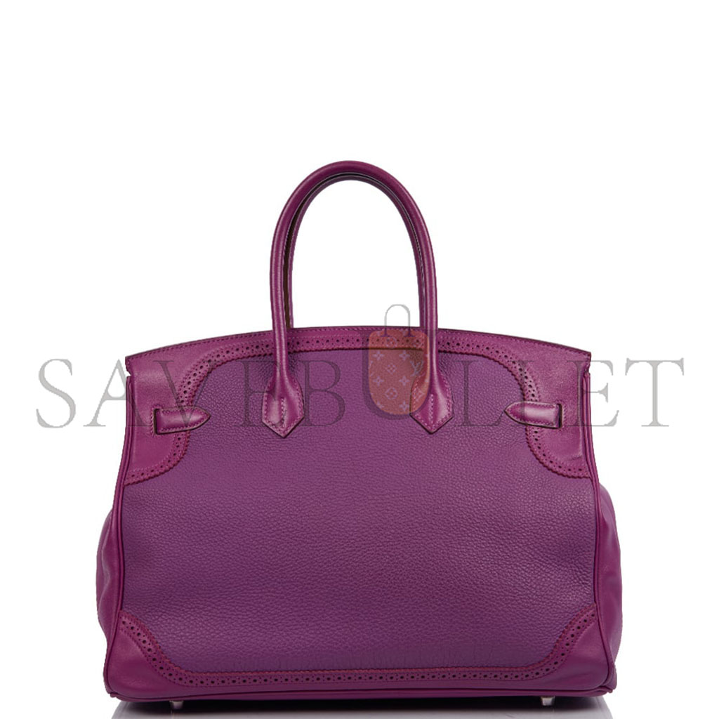 H**mes master birkin 35 swift and togo lace series anemone purple silver buckle h082650ck06 (35*28*18cm)
